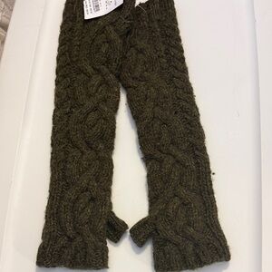 Ralph Lauren Olive Cable Knit Fingerless Gloves